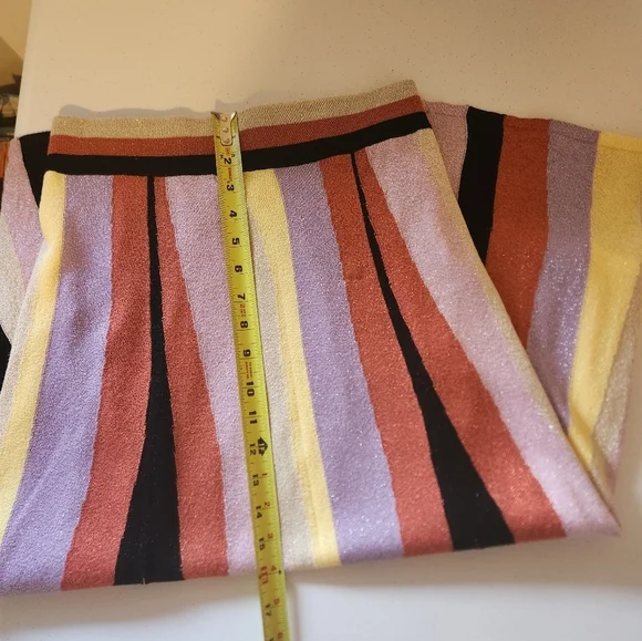 Anthropologie Laia Pink Purple Stripe Midi Knit Swing Skirt Size Small Mod Artsy - Picture 11 of 12